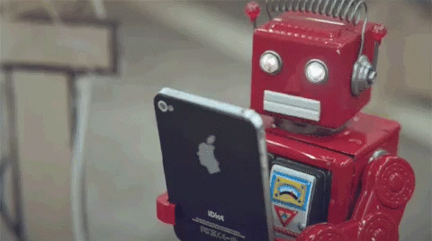 robot on phone