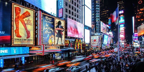 street full of ad screens