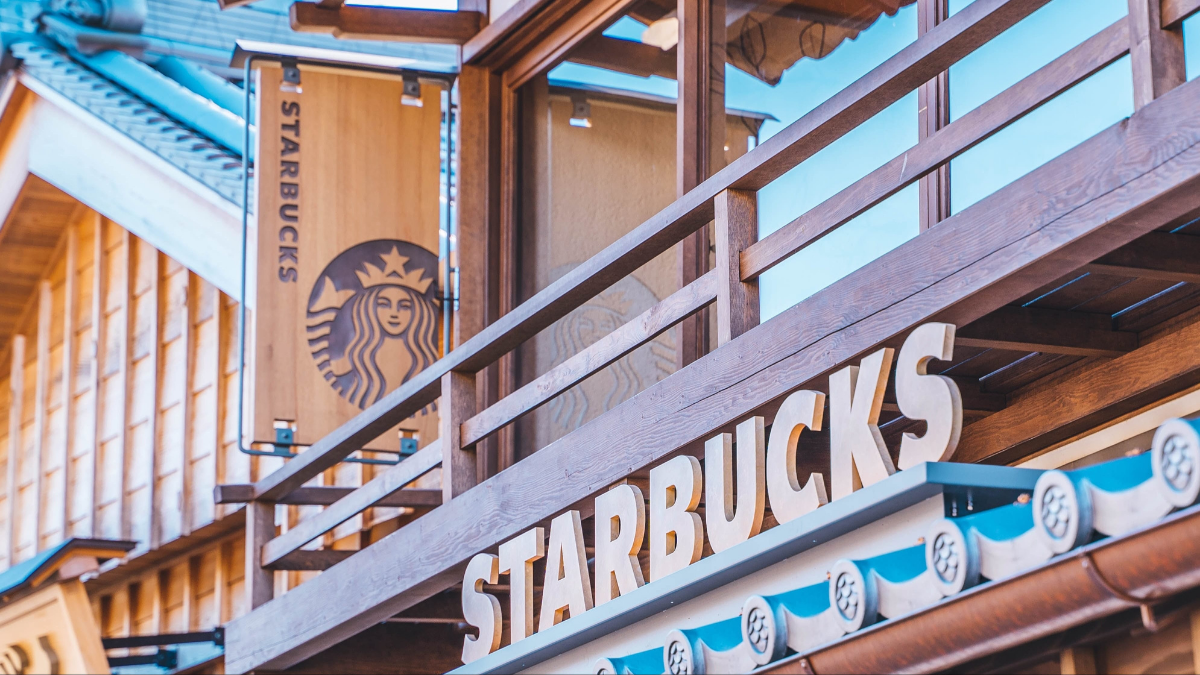 wood accent themed starbucks storefront